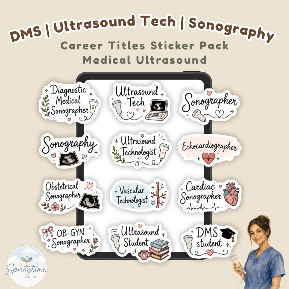 Sonography Titles Sticker Pack |     Sonography Career Titles | Diagnostic Medical Sonographer Ultrasound Digital Download PNG