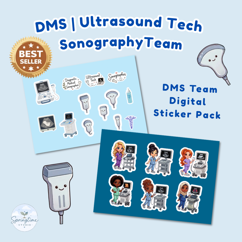Sonographers Bundle | Ultrasound Tech Team | Sonography Essentials Sticker Pack | Cute Ultrasound-Themed Stickers | Digital Download PNG PDF