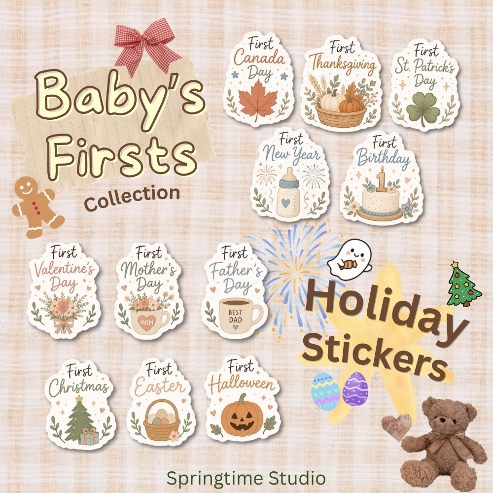 Baby’s First Holidays Printable Sticker Bundle | Baby Milestone Holiday Stickers | Digital Download