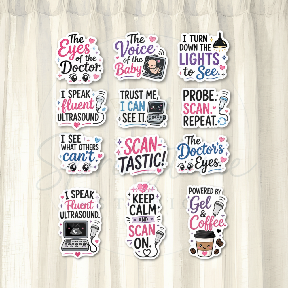 Ultrasound Technician Quotes Sticker | Sonographer Sayings | Diagnostic Medical Sonography Stickers | Printable Digital Download - Cute printable stickers designed for sonographers, ultrasound techs, and medical imaging professionals.