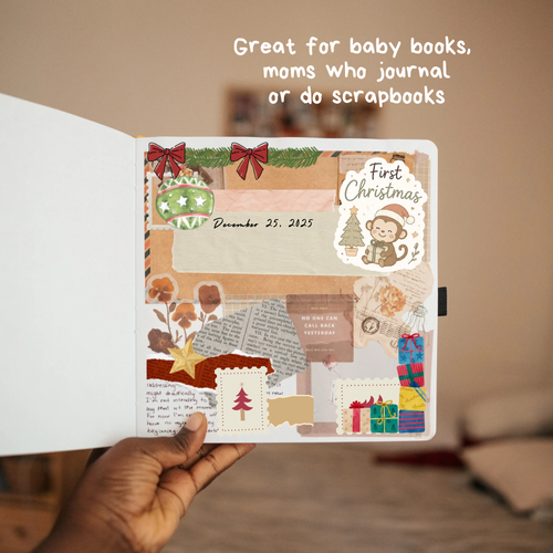 Baby’s First Holidays Monkey Sticker Bundle | Cute Monkey Baby Milestone Stickers | Printable Digital Download