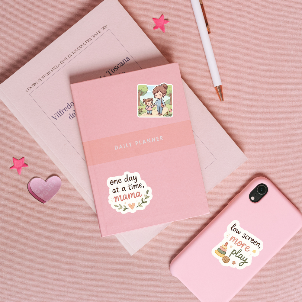 Soft Mama Life Sticker Bundle | Cute Mom & Baby Digital Stickers | Printable PNG + PDF Sticker Pack