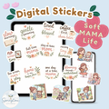 Soft Mama Life Sticker Bundle | Cute Mom & Baby Digital Stickers | Printable PNG + PDF Sticker Pack