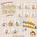 Baby’s First Holidays Monkey Sticker Bundle | Cute Monkey Baby Milestone Stickers | Printable Digital Download