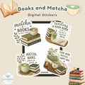 Books & Matcha Printable Sticker Sheet | Cozy Reading & Matcha Lover Stickers | Bookish Journal & Planner Stickers - Books and Matcha Stickers