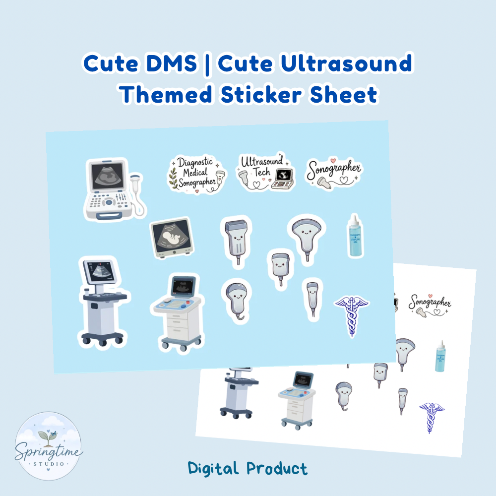 Cute Sonographer Stickers | Ultrasound Tech Sticker Pack | Sonography Student Gift | Probe, Gel & Scan Sticker Sheet
