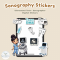 Sonography Stickers | Cute Sonographer | Ultrasound Tech Sticker Pack | Sonography Student Gift Printable PNG & PDF
